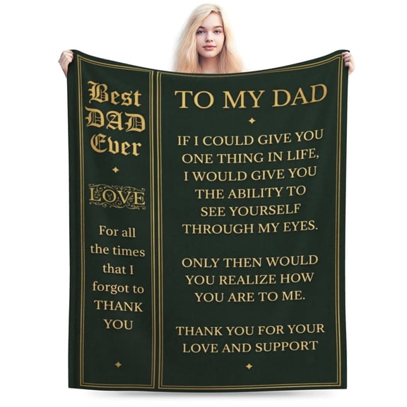 Best Dad Gift Blanket, Soft Cozy Flannel Throw Blanket for Father, Birthday Gift from Daughter Son, Best Daddy Ever Gift for Dad Who Wants Nothing 50x40