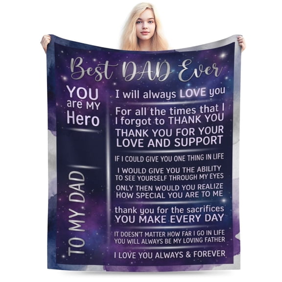 Best Dad Gift Blanket, Soft Cozy Flannel Throw Blanket for Father, Birthday Gift from Daughter Son, Best Daddy Ever Gift for Dad Who Wants Nothing 50x40