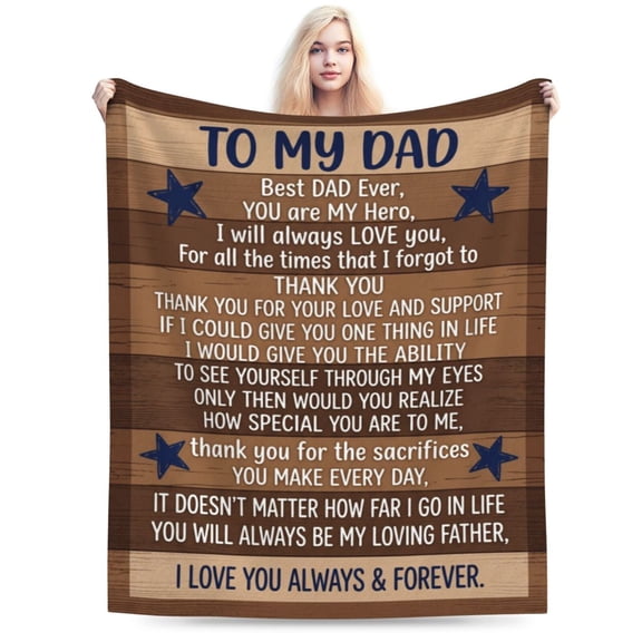 Best Dad Gift Blanket, Soft Cozy Flannel Throw Blanket for Father, Birthday Gift from Daughter Son, Best Daddy Ever Gift for Dad Who Wants Nothing 50x40