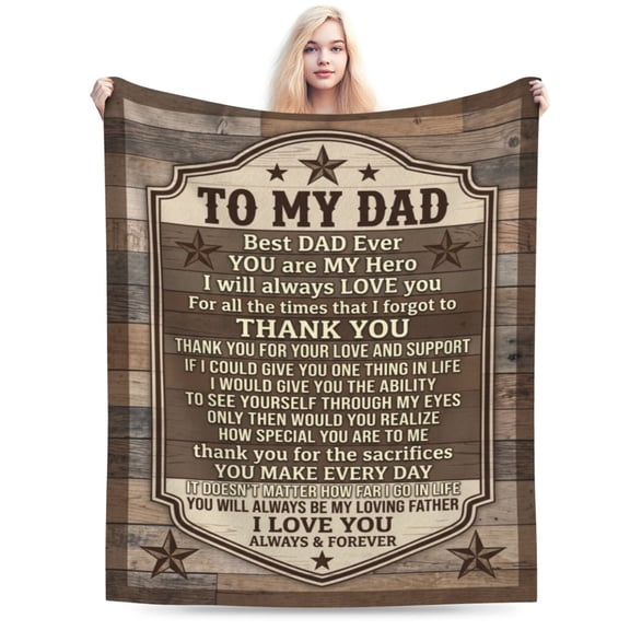 Best Dad Gift Blanket, Soft Cozy Flannel Throw Blanket for Father, Birthday Gift from Daughter Son, Best Daddy Ever Gift for Dad Who Wants Nothing 50x40
