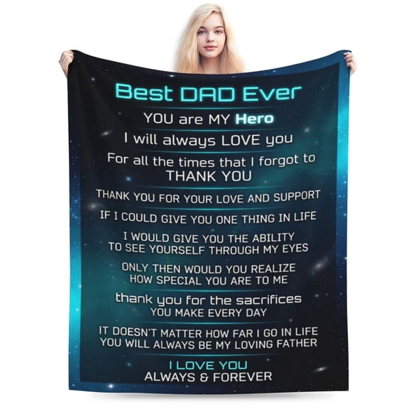 Best Dad Gift Blanket, Soft Cozy Flannel Throw Blanket for Father, Birthday Gift from Daughter Son, Best Daddy Ever Gift for Dad Who Wants Nothing 50x40