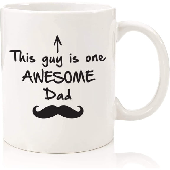 Best Dad Gifts - Funny Coffee Mug - One Awesome Dad - Christmas Gifts for Dad - Unique Xmas Gift Ideas for Him from Daughter, Son, Wife - Cool Bday Present for Men, Husband - Fun Novelty Cup