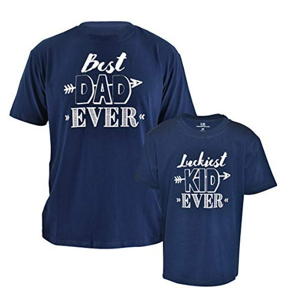 Best Dad Luckiest Kid Ever Daddy And Me Matching Fathers Day Shirts (XL, Blue)