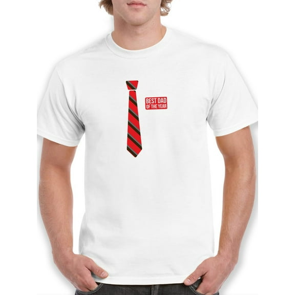 Best Dad Of The Year Red Tie Design Men White T-Shirt, Male Small