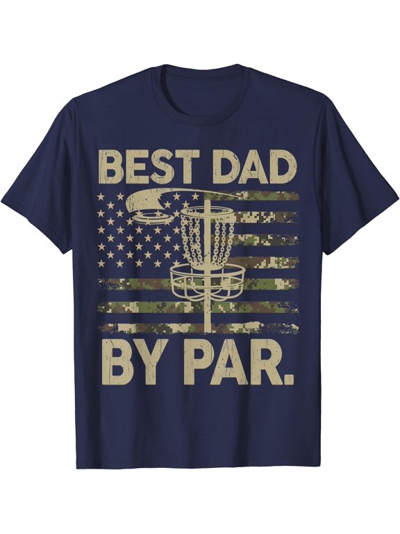 Best Dad Par Funny Camo US flag Disc Golf Frisbee Men Golfer T-Shirt