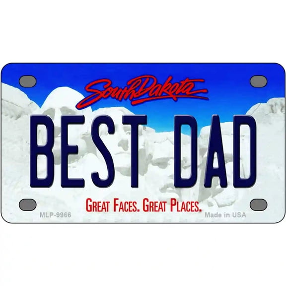 Best Dad South Dakota Metal Novelty License Plate 4" x 2.2" Mini