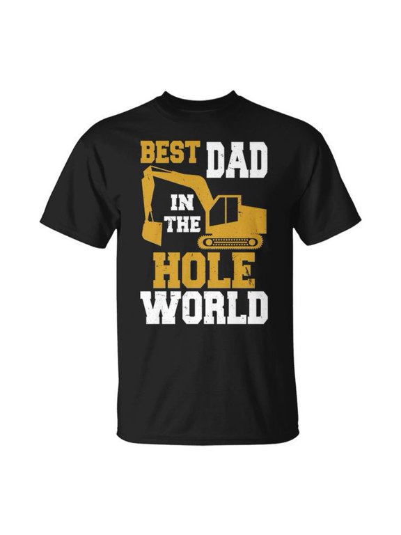 Best Dad in the Whole World Construction Dad Graphic Tee Unisex Adult Cotton Shirt for Fathers and Construction Workers Casual Wear Gift, Size S, Color Black