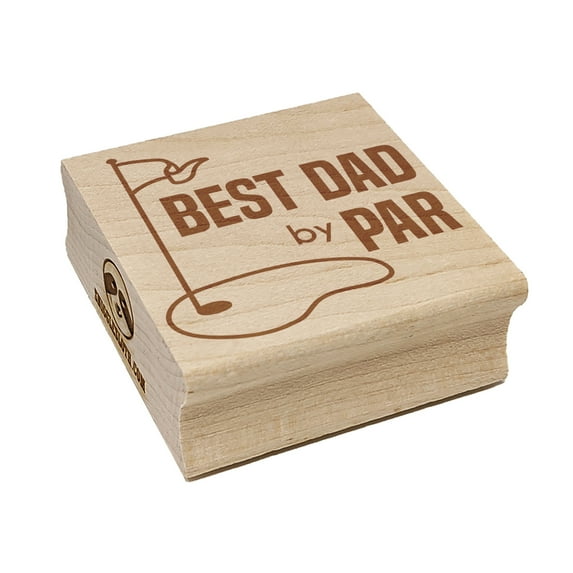 Best Dad by Par Father's Day Golf Course Square Rubber Stamp Stamping Scrapbooking Crafting - Small 1.25in