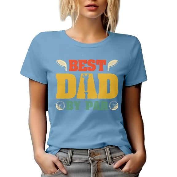 Best Dad by Par, Golfer Father, Father's Day, Baby Blue T-Shirt, Medium