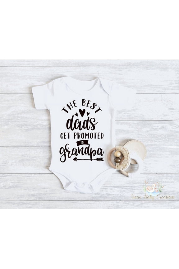 The Best Dads Get Promoted To Grandpa Bodysuit Hello Grandpa Pregnancy Announcement- Gift For Dad , Pregnancy Reveal Papa Cute And Cool Baby Bodysuit, Baby Bodysuit Lat 4424