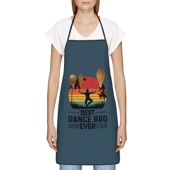 Best Dance Bro Ever Apron, Inspirational Gifts for Men Women, Funny Apron, Chef Bib with Pockets, Waterproof Work Apron for BBQ Kitchen Crafting Gardening