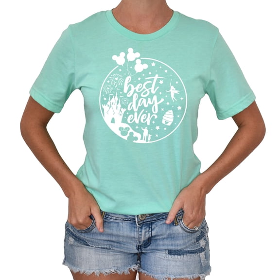 Best Day Ever Shirt | Magic Kingdom T-Shirt | Cute Vacation Shirt for Disney | Unisex Sizing (Medium, Mint)