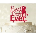 thumbnail image 1 of "Best Day Ever Wedding Cake Topper Personalized Pink Cake Topper Color Option Available 5""-7"" Inches Wide", 1 of 1