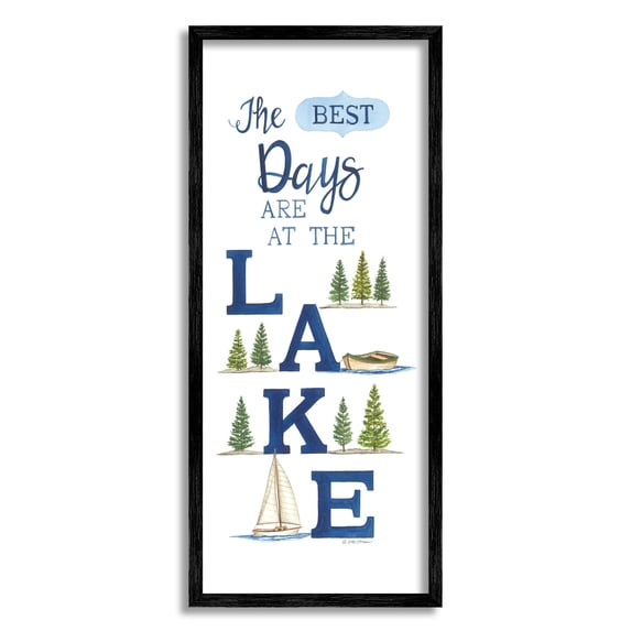 Best Days At The Lake Phrase Inspirational Graphic Art Black Framed Art Print Wall Art