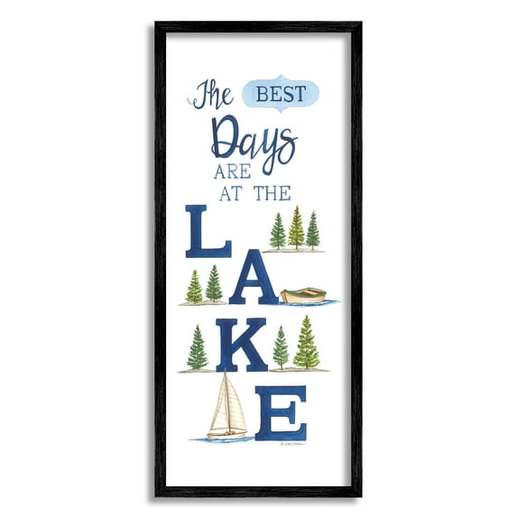 Best Days At The Lake Phrase Inspirational Graphic Art Black Framed Art Print Wall Art