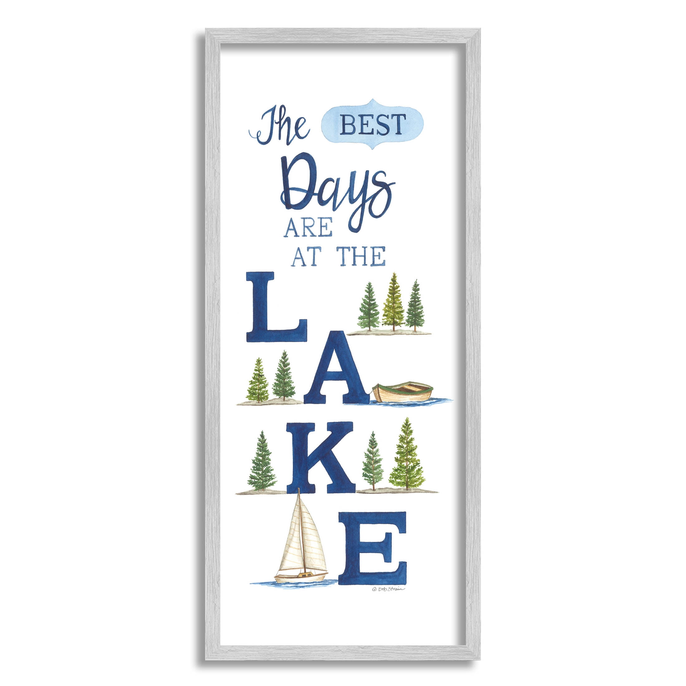 Best Days At The Lake Phrase Inspirational Graphic Art Gray Framed Art Print Wall Art