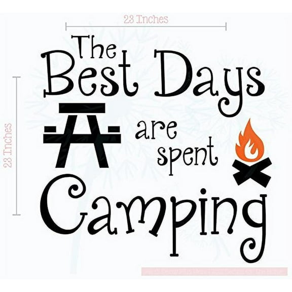 Best Days Spent Camping Family Wall Stickers Vinyl Lettering Quote Wall Decals Summer Art 23x23-Inch Black