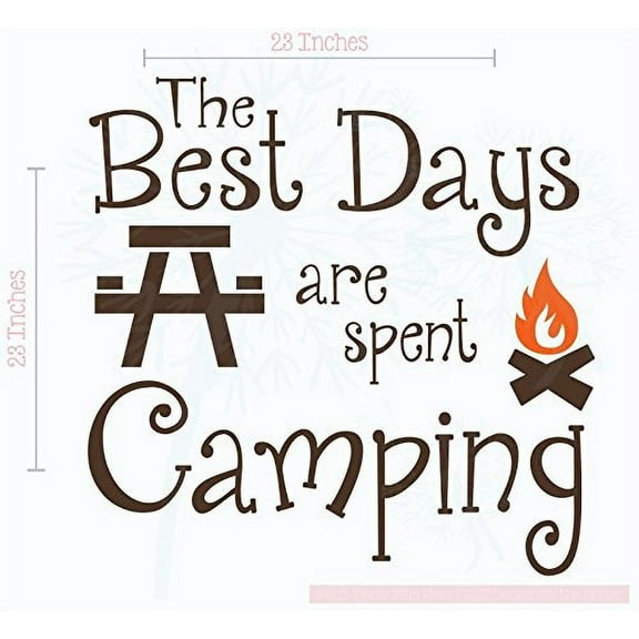 Best Days Spent Camping Family Wall Stickers Vinyl Lettering Quote Wall Decals Summer Art 23x23-Inch Chocolate Brown