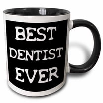 3drose, Best Dentist Ever Quote on Black Background, 15oz Two-tone Black Mug