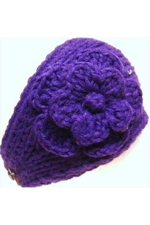 17306 Handmade Knit Crochet Headband- Purple