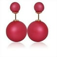 thumbnail image 1 of Best Desu 17962SWR Double Sided Pearl Stud Earrings- Shiny Rose Red, 1 of 1