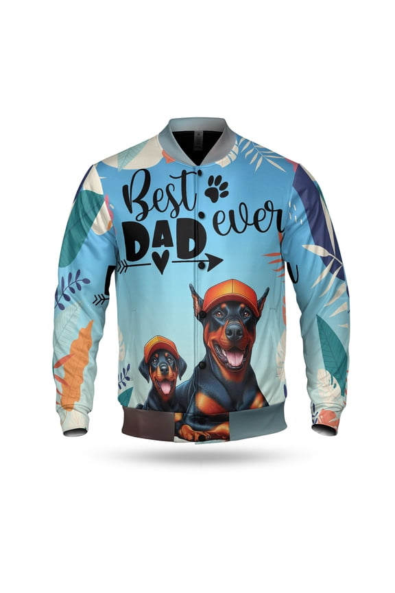Best Doberman Pinscher Dad Ever Happy Father's Day All Over Print 3D Baseball Jacket Doberman Dog Lover Gifts Bomber Jacket Softball - 02006