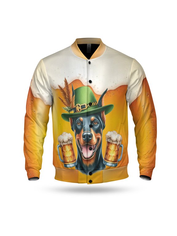 Best Doberman Pinscher Dad Proud Beer Lover Happy Oktoberfest All Over Print 3D Baseball Jacket Doberman Dog Lover Gifts Bomber Jacket Softball - 02016