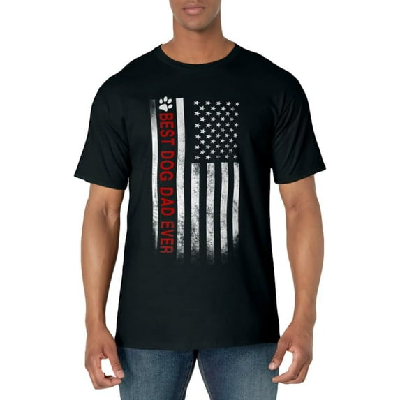 Best Dog Dad Ever American Flag T-Shirt Gift for Best Father