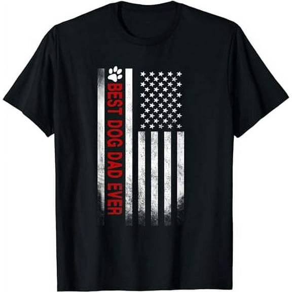 Best Dog Dad Ever American Flag T-Shirt Gift for Best Father