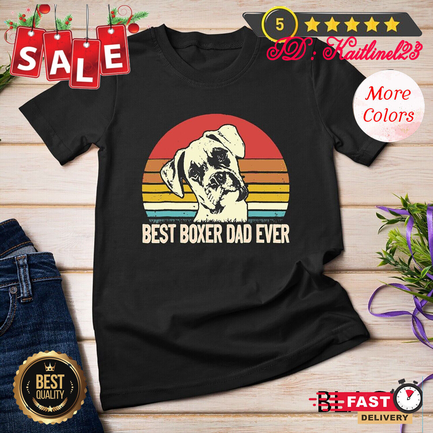 Best Dog Dad Ever Boxer Father's Day TShirt for Best Father Unisex T