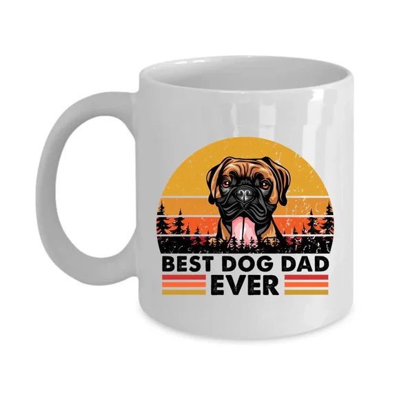 Best Dog Dad Ever Coffee Mug Funny Boxer Smile Dogs Cup Gift Puppy ...