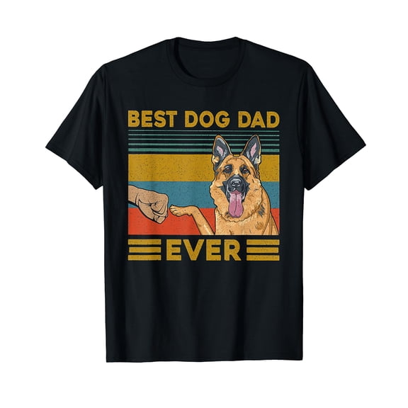 Best Dog Dad Ever German Shepherd Retro Vintage T-Shirt For Dog Lover Gift
