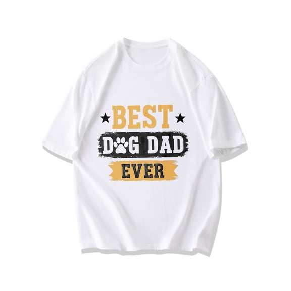 Best Dog Dad Ever T Shirt Black Graphic Print With Stars And Paw Print For Pet Lovers Casual Wear