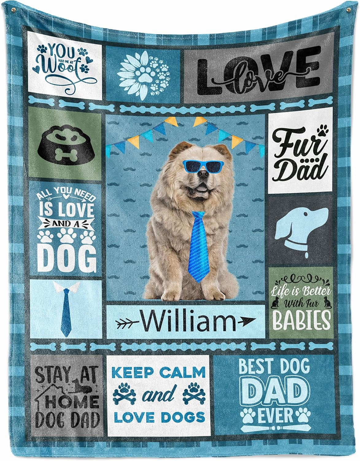 Best Dog Dad Ever Throw Blanket Chow Chow Blankets for Dogs Lover