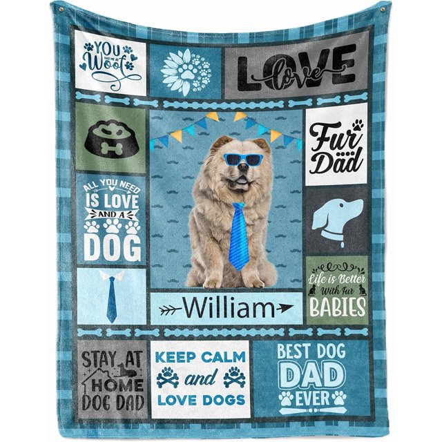 Best Dog Dad Ever Throw Blanket Chow Chow Blankets for Dogs Lover