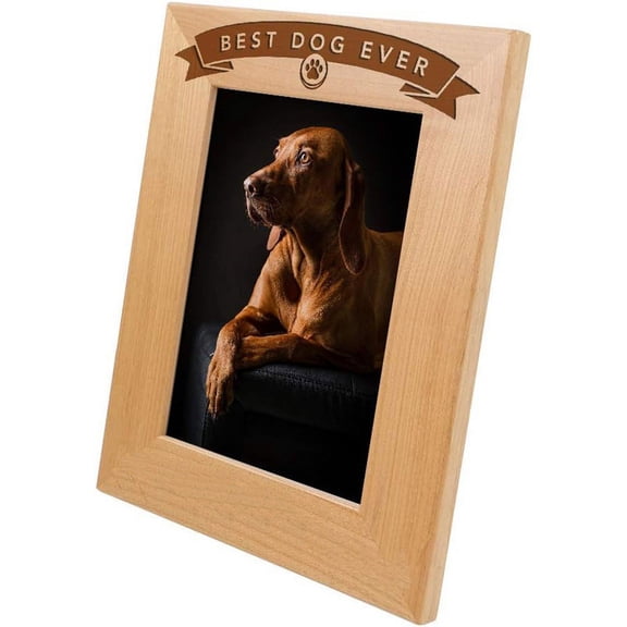Best Dog Ever Add Pet Name-Personalized Custom Picture Frame Wood Dog Picture Frame,Dog Memorial Picture Frame,Dog Lover Gift,Dog Birthday,Dog Dad,Dog Mom,Best Puppy Gift (4x6 Vertical)