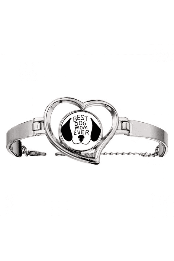 Best Dog Mom Ever Quote DIY Design Bracelet Heart Jewelry Wire Bangle