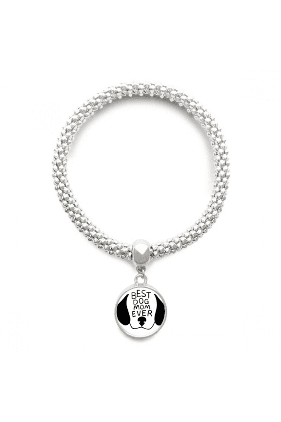 Best Dog Mom Ever Quote DIY Design Sliver Bracelet Pendant Jewelry Chain Adjustable Bangle