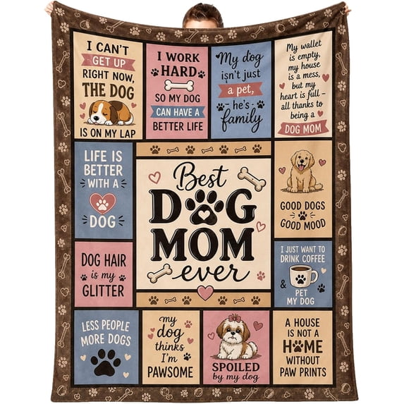 Best Dog Mom Ever Throw Blanket for Dog Lovers - Walmart.com