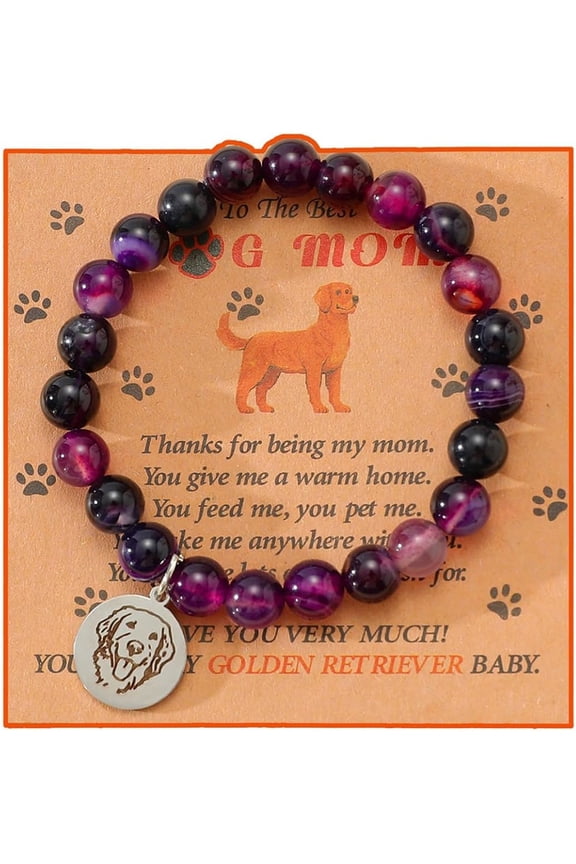 Best Dog Mom Gifts for Women Mothers Day Gifts Natural Stone Dog Lovers Charm Bracelet For Women Meaningful Gifts on Birthday Valentines Day Christmas Anniversary from Daughter Son