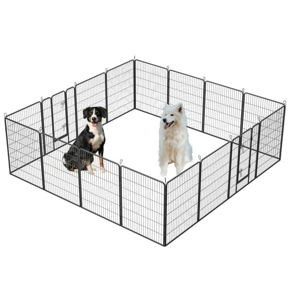 Best Dog Playpen Outdoor, 16 Panels Dog Pen 40" Height Dog Fence Exercise Pen with Doors for Large/Medium/Small Dogs, Portable Pet Playpen for Yard, RV, Camping, Hammer Paint Finish
