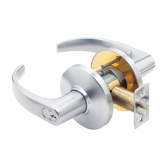 Best Door Lever Lockset,2-3/4" Strike Dim 9K37AB14CSTK626