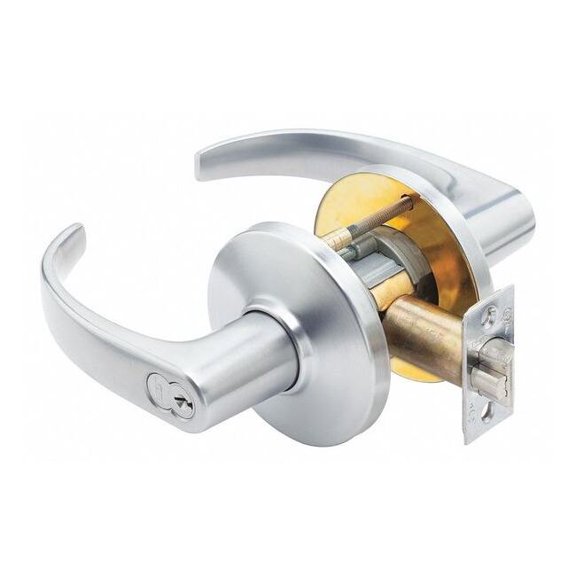 Best Door Lever Lockset,2-3/4" Strike Dim 9K37AB14CSTK626