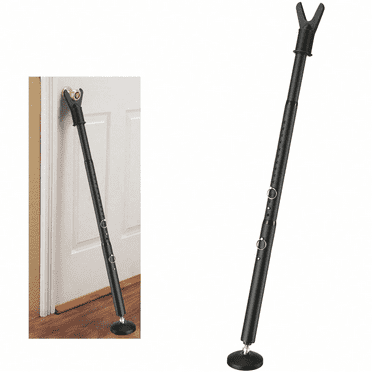 Best Door Security Bar Heavy Duty 35-41.7in Adjustable - 1 1/8 Inch Portable Childproof Home Defense Safety Barricade, Black By HARRMS