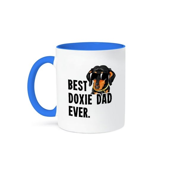 3drose, Best Doxie Dad Ever Funny Dachshund Weiner Dog, 11oz Two-tone Blue Mug