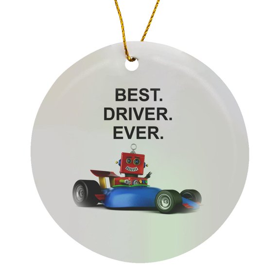Best Driver Ever Funny Toy Robot In A Race Car, Circle Porcelain Ornament