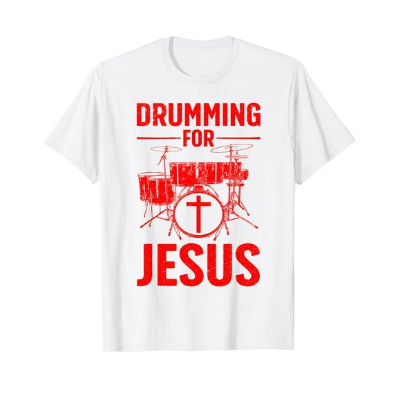 Best Drumming Art For Men Women Drummer Drum Drumming Jesus Vintage Casual Men T-Shirt