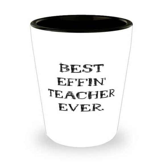 Best Effin' Teacher Ever. Shot Glass, Teacher Present From Coworkers, Fun Ceramic Cup For Coworkers