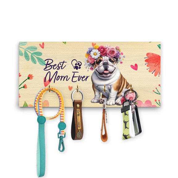 Best English Bulldog Mom Ever Happy Mother's Day Wood Key Holder Dog Lover Gifts Idea Wall-mounted Key Rack Home Decor - 02002
