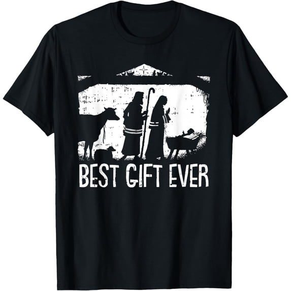 Best Ever Christmas Cool Jesus Nativity Scene Christian T-ShirtMen and women, Black T-shirt, size: Extra large